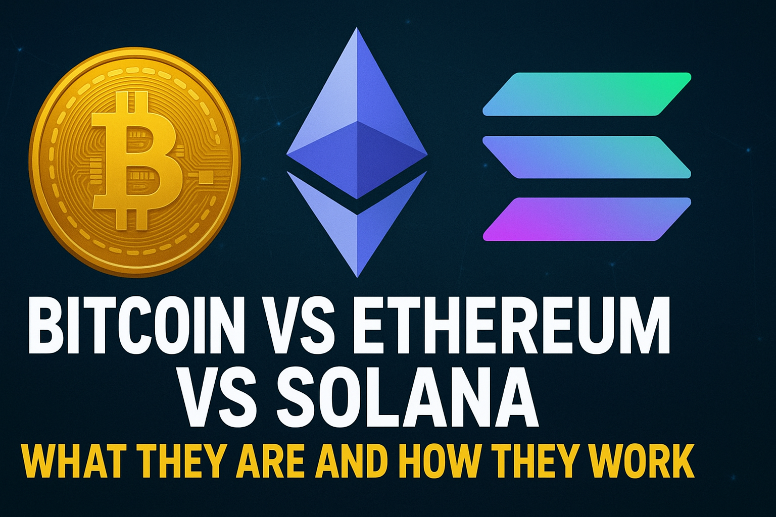 Bitcoin vs Ethereum vs Solana: What They Are and How They Work